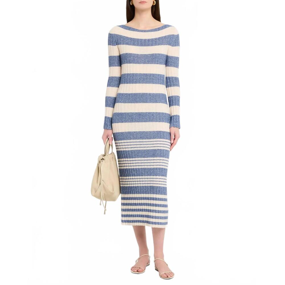 NEW GUEST IN RESIDENCE striped polo dress in navy/cream